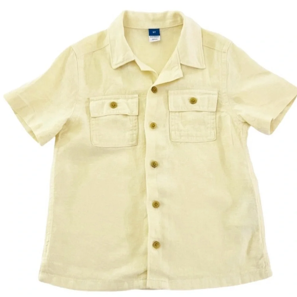 Boys 5T Old Navy Button-Up Short Sleeve Shirt Yellow
